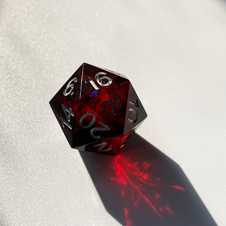 Dark Red Lightning Glass Dice Set