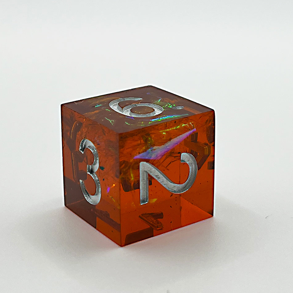 Dark Orange Lightning Glass Dice Set