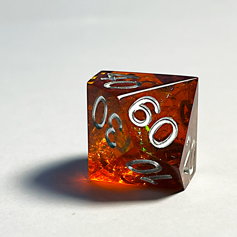 Dark Orange Lightning Glass Dice Set