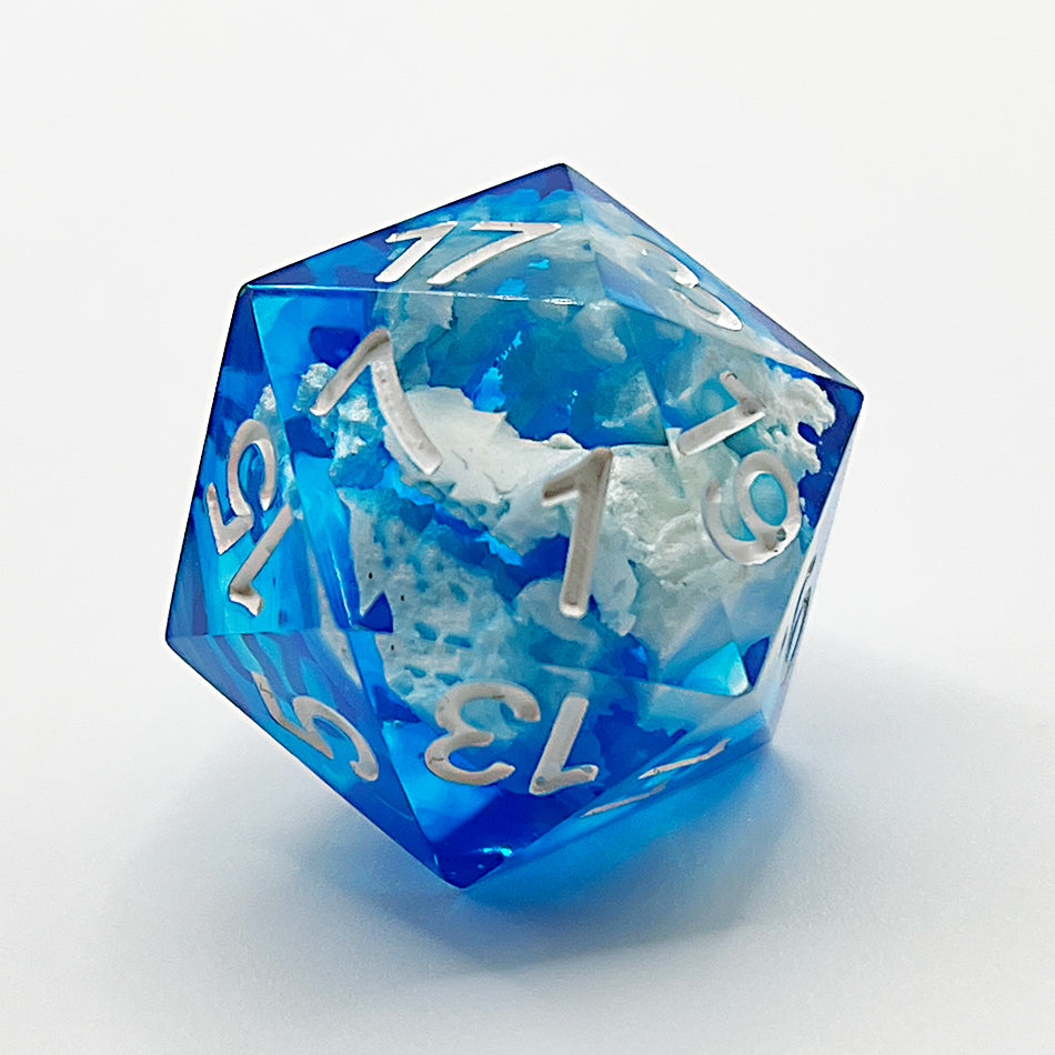 Blue sky and white clouds dnd handmade dice set