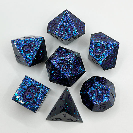 DNDND Swirl Purple Sharp DND Dice Set