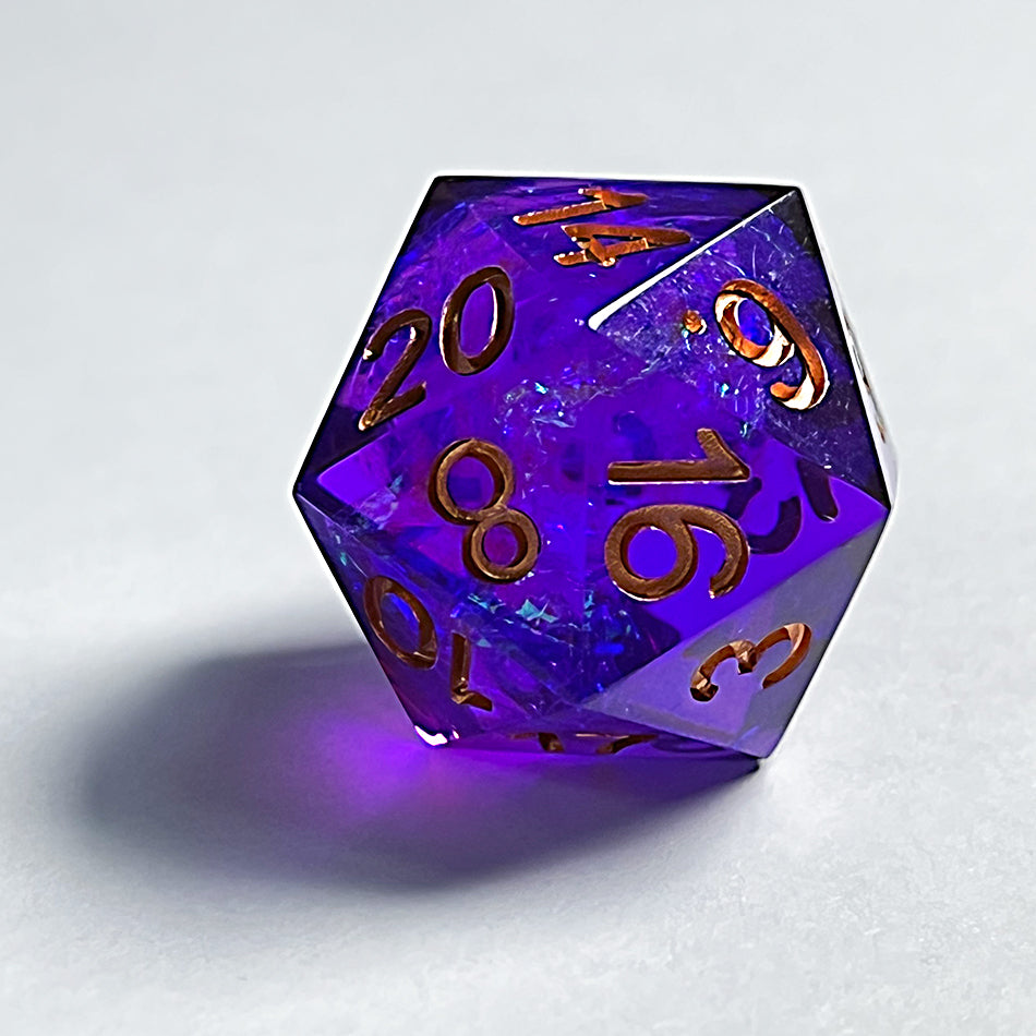 Dark puple resin sharp edge handmade dnd dice