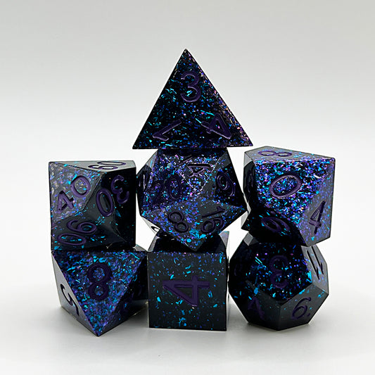 DNDND Swirl Purple Sharp DND Dice Set