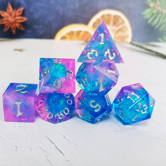 DND Dice Set Mirrored Multibody Blue Dice Set of 7 Includes Decoration Dungeons