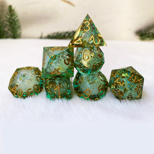 Handmade liquid core dice set for role playing games , Resin dungeons and dragons dice set for gift , Polyhedral dice set