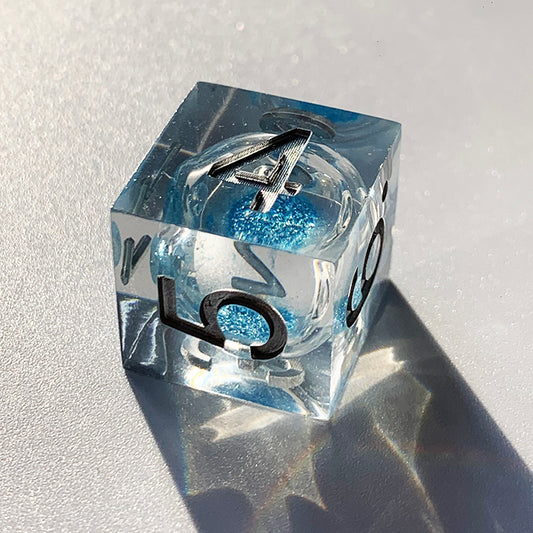 DND Dice Set 7PCS Resin D&D Dice for TTRPGs Dungeons and Dragons Pathfinder Shadowrun (Blue Glitter Core)