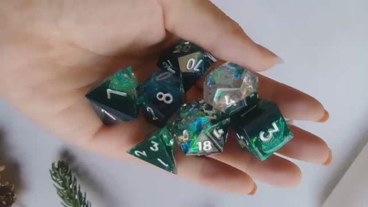 Green DND Dice Set Resin Polished Edge Polyhedral Dice Set