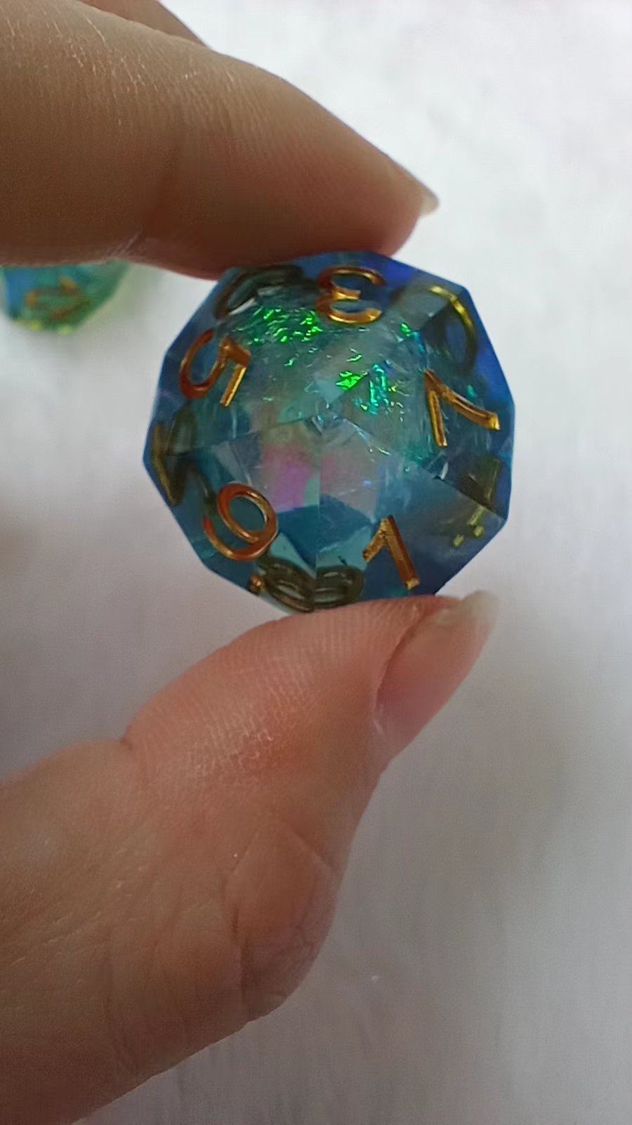 Handmade resin sharp edge ttrpg polyhedral dice set